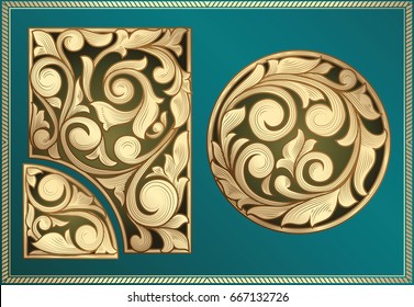 Golden ornate decorative design elements