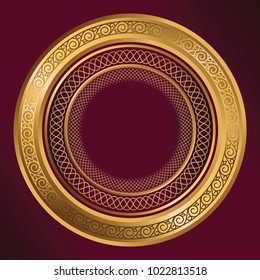 Golden ornate decorative emblem
