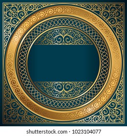 Golden ornate decorative emblem