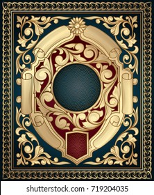 Golden ornate decorative emblem