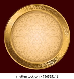 Golden ornate decorative emblem