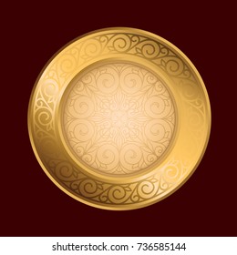 Golden ornate decorative emblem
