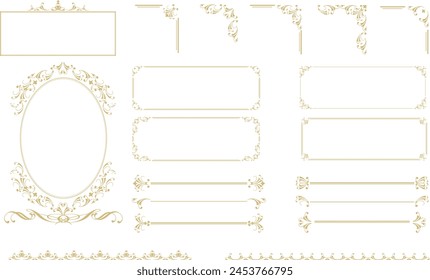 Golden ornate decorative frame parts material set