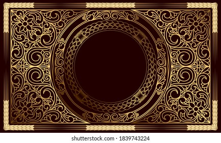 Golden ornate decorative retro design card