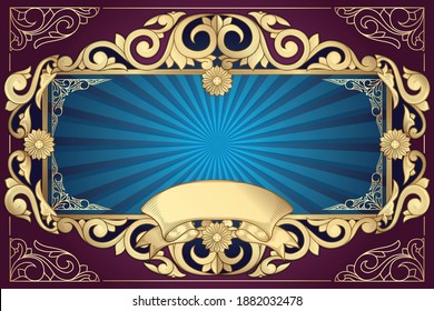 Golden ornate decorative retro design card