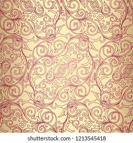 Golden ornate decorative seamless pattern