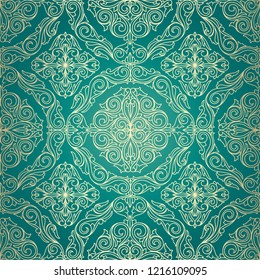 Golden ornate decorative seamless pattern