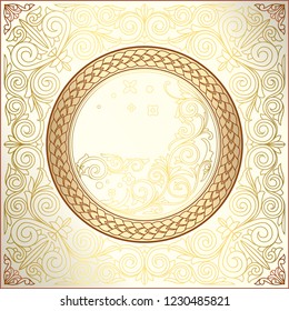 Golden ornate decorative vintage blank card