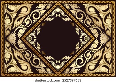 Golden ornate decorative vintage blank card