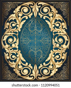 Golden ornate decorative vintage card