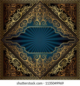 Golden ornate decorative vintage card