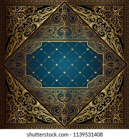Golden ornate decorative vintage card