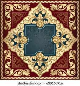 Golden ornate decorative vintage card
