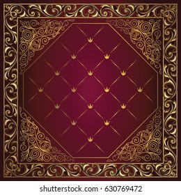 Golden ornate decorative vintage card