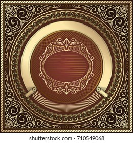 Golden ornate decorative vintage card
