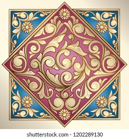 Golden ornate decorative vintage design