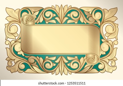 Golden ornate decorative vintage design