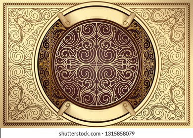 Golden ornate decorative vintage design