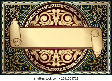 Golden ornate decorative vintage design