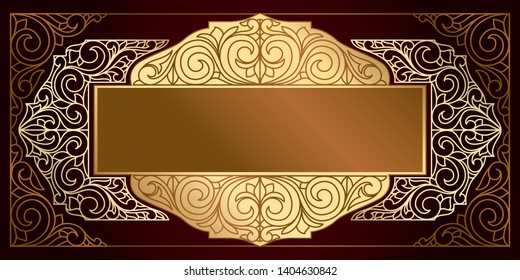 Golden ornate decorative vintage design card