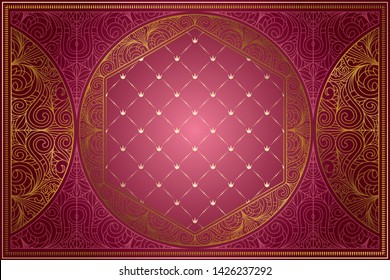 Golden ornate decorative vintage design card