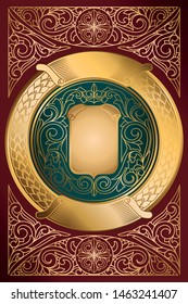 Golden ornate decorative vintage design card
