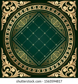 Golden ornate decorative vintage design card