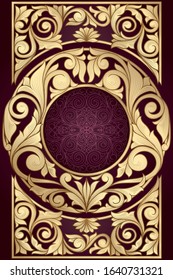 Golden ornate decorative vintage design card