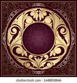 Golden ornate decorative vintage design card