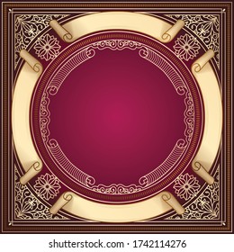 Golden ornate decorative vintage design card