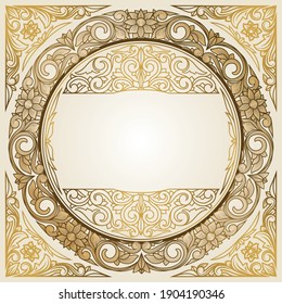 Golden ornate decorative vintage design blank card
