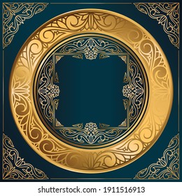Golden ornate decorative vintage design blank card