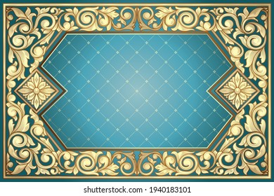 Golden ornate decorative vintage design blank card