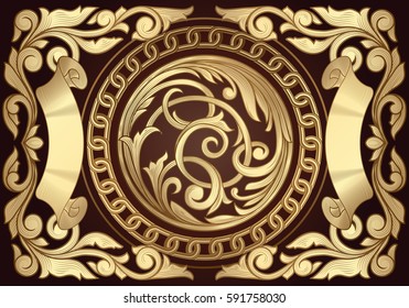 Golden ornate decorative vintage design