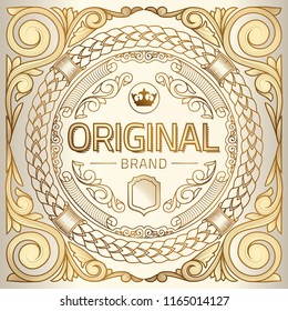 Golden ornate decorative vintage label
