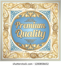Golden ornate decorative vintage label