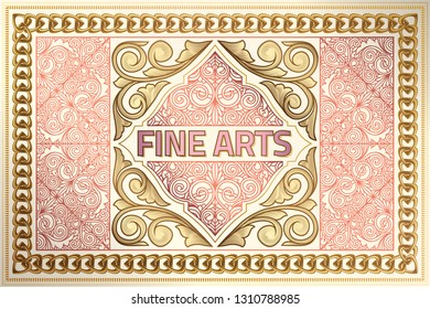 Golden ornate decorative vintage label