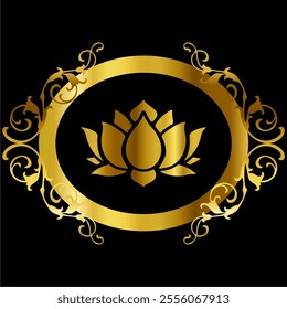 golden ornate decorative vintage lotus frames and scroll elements. Classic calligraphy swirls, swashes, dividers. Good for greeting cards, wedding invitations, restaurant menu, royal certificates.