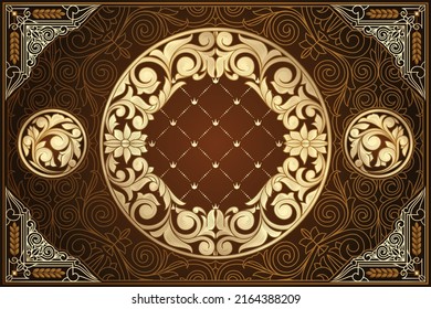 Golden ornate floral decorative vintage blank card