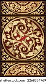Golden ornate floral decorative vintage design