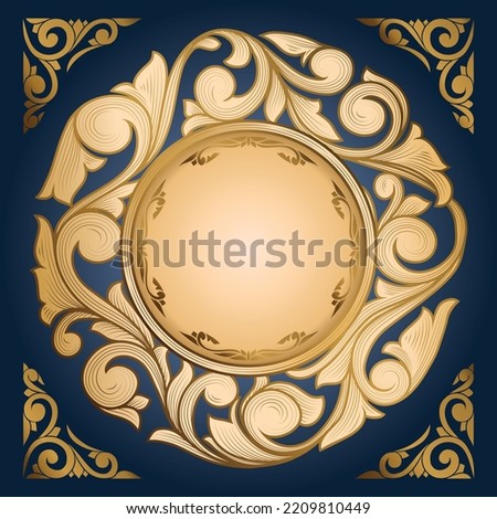 Golden ornate floral decorative vintage blank card Foto stock © 