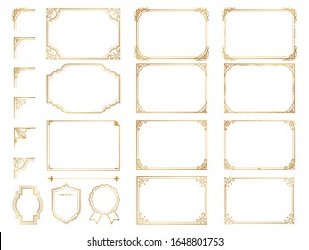 Golden ornate frames and scroll elements.