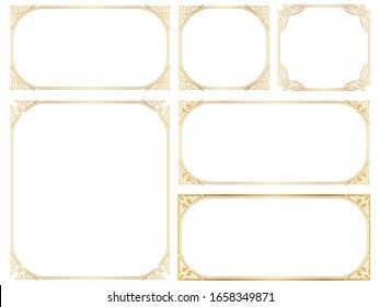 Golden ornate frames and scroll elements.