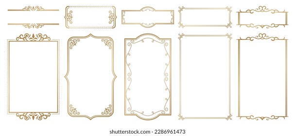 Golden ornate frames and scroll elements.