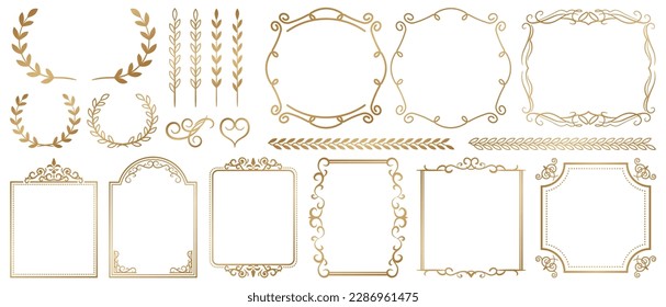 Golden ornate frames and scroll elements.