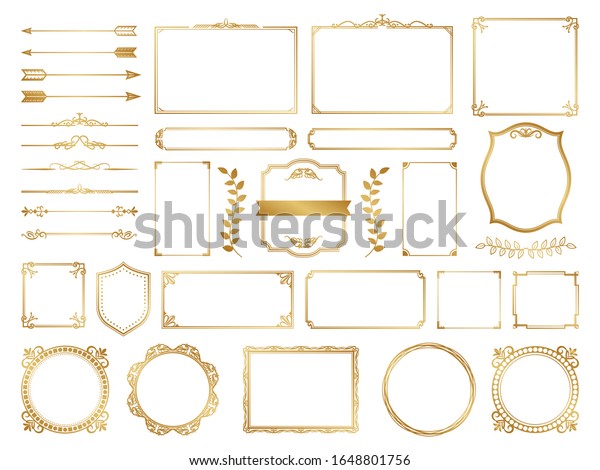 Golden ornate frames\
and scroll elements.