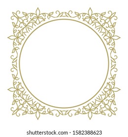 golden ornate label frame, vector 