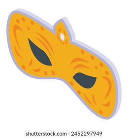 Golden ornate mask icon isometric vector. Carnival fashion. Celebration style