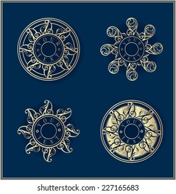 golden ornate round templates set