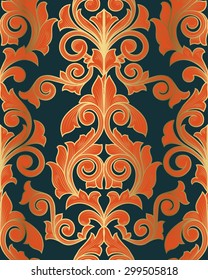 Golden ornate seamless decorative pattern